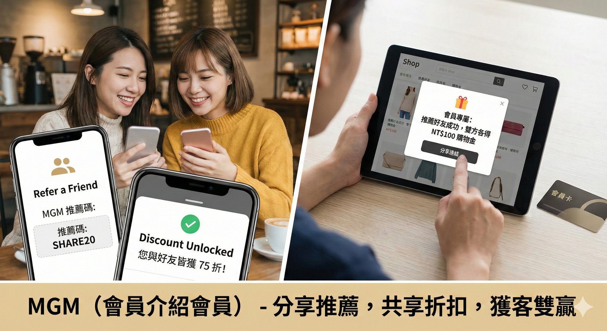 MGM（會員介紹會員）優點是獲客成本低且客戶品質好