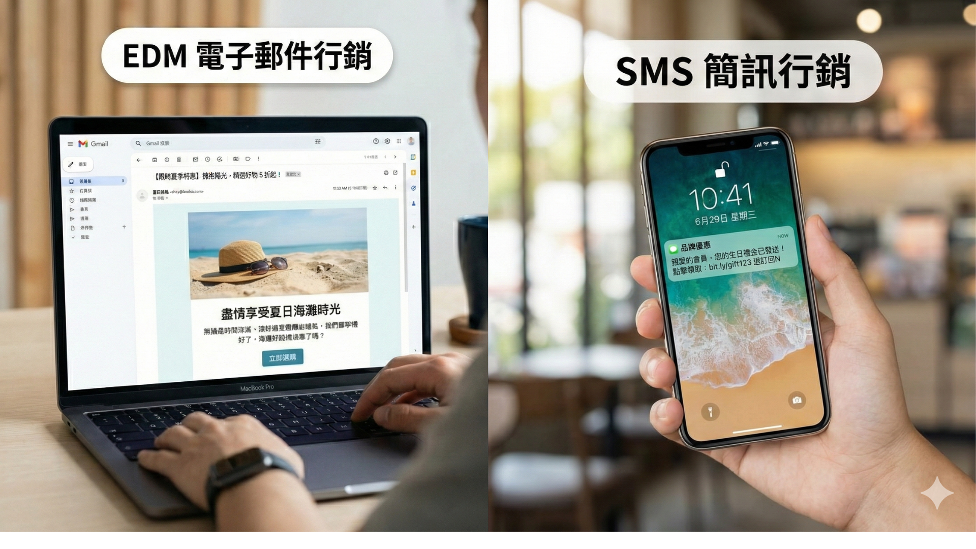 EDM、SMS 行銷優點是成本極低，缺點是開信率和點擊率通常不高，而且容易被當成垃圾訊息。