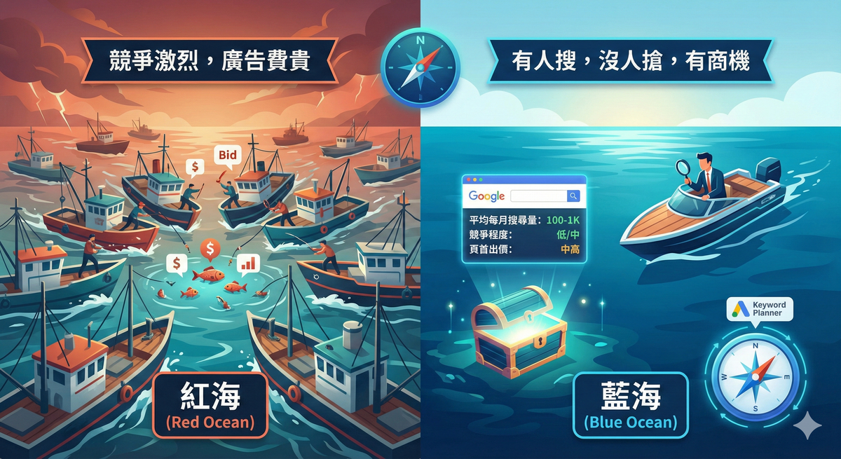 怎麼用 Google 關鍵字規劃工具，找出屬於你的藍海市場？